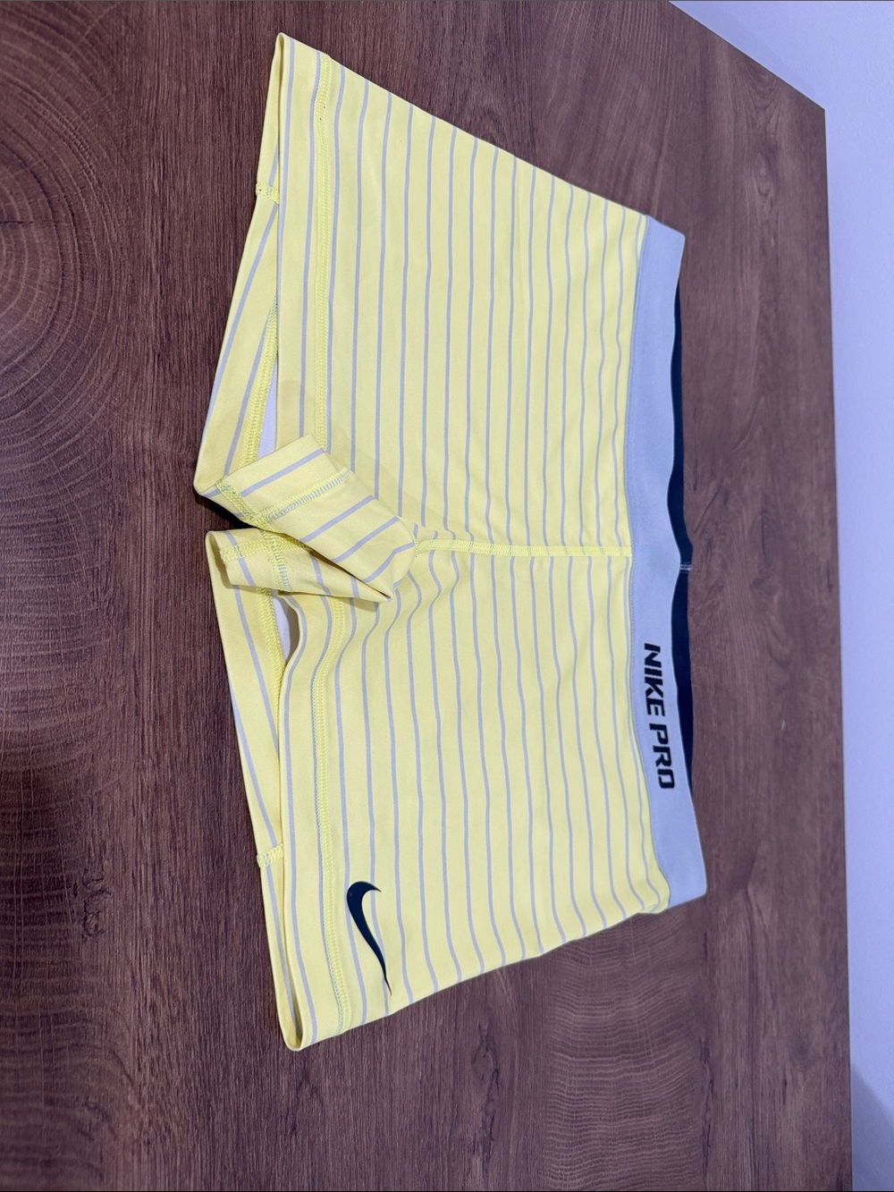 Nike Pro Yellow Striped Women's Athletic Shorts
